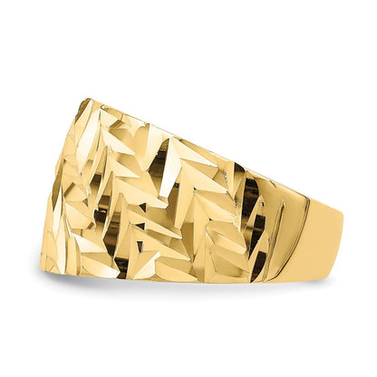 14K Gelbgold diamantierter Pfeil-Schlitz-Wölbring