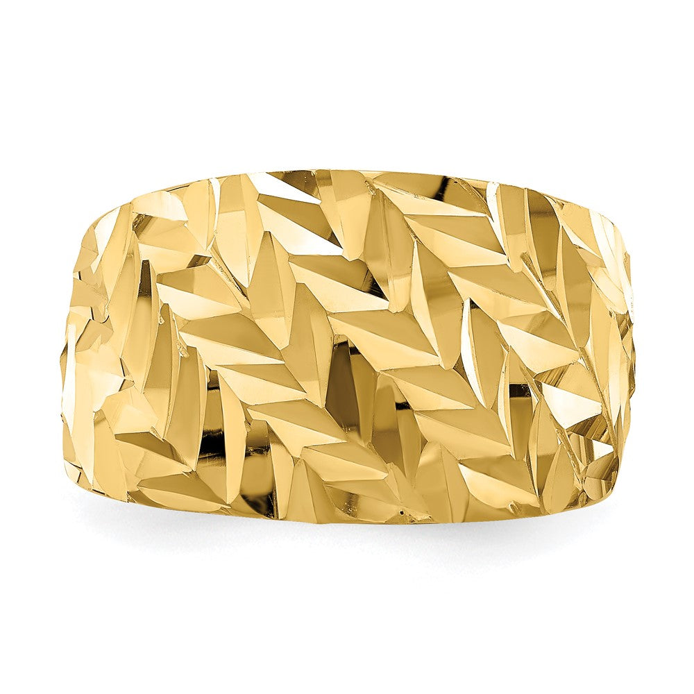 14K Gelbgold diamantierter Pfeil-Schlitz-Wölbring