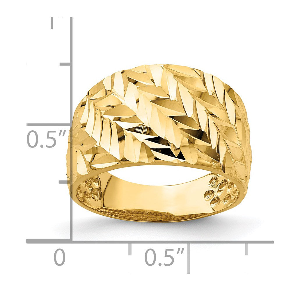 14K Gelbgold diamantierter Pfeil-Schlitz-Wölbring