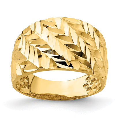 14K Gelbgold diamantierter Pfeil-Schlitz-Wölbring