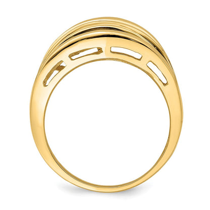 14K Gelbgold Ring mit poliertem geripptem gewölbtem Shrimp-Design