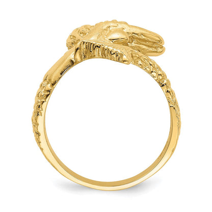 14K Gelbgold Ring mit Meerjungfrau-Motiv, poliert und satiniert