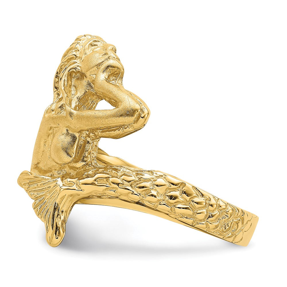 14K Gelbgold Ring mit Meerjungfrau-Motiv, poliert und satiniert