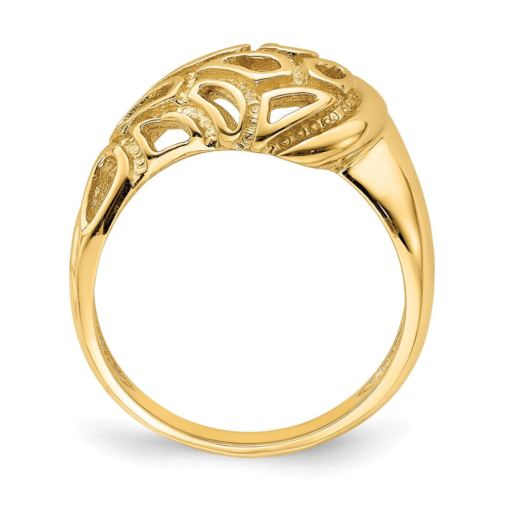 14K Gelbgold Bombierter Ring mit strukturiertem Paisley-Cut-Out
