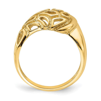 14K Gelbgold Bombierter Ring mit strukturiertem Paisley-Cut-Out