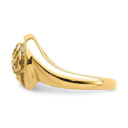 14K Gelbgold Bombierter Ring mit strukturiertem Paisley-Cut-Out