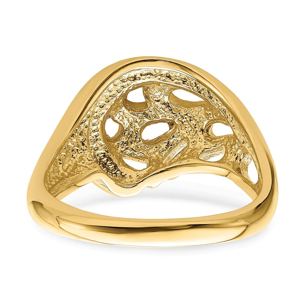 14K Gelbgold Bombierter Ring mit strukturiertem Paisley-Cut-Out