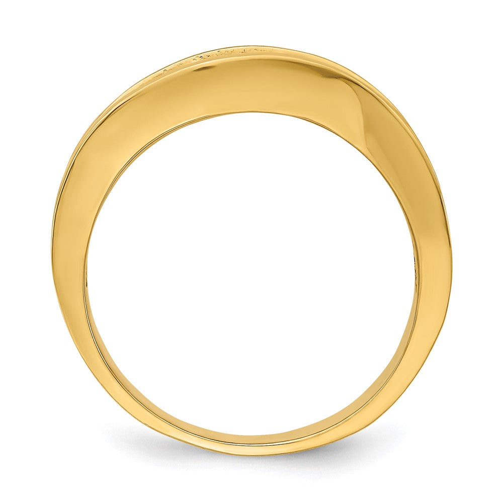 14K Gelbgold Ring mit gewellter, polierter, sich verjüngender Gitterstruktur
