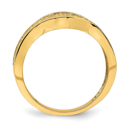 14K Gelbgold Ring mit ausgeschnittenem Muster und gewelltem Rand