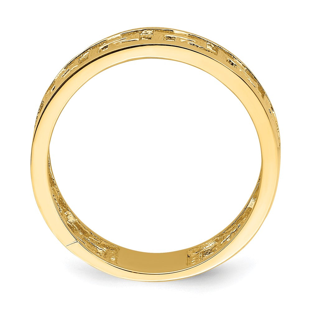 14K Gelbgold Ring mit poliertem, ausgeschnittenem Griechisches-Mäander-Design
