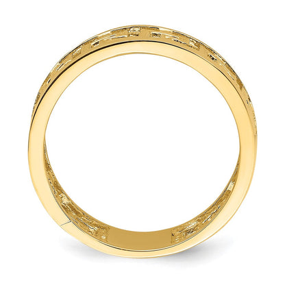 14K Gelbgold Ring mit poliertem, ausgeschnittenem Griechisches-Mäander-Design