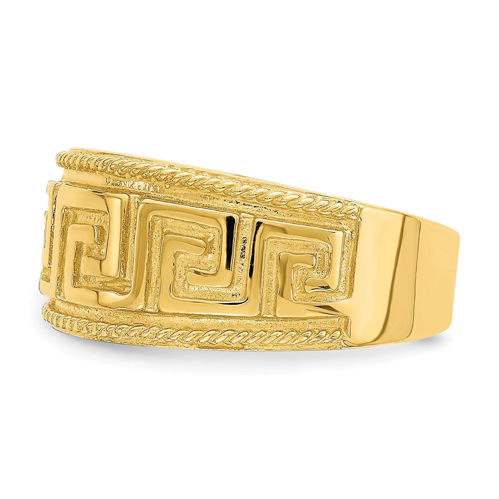 14K Gelbgold Ring mit griechischem Mäanderdesign, gewölbt