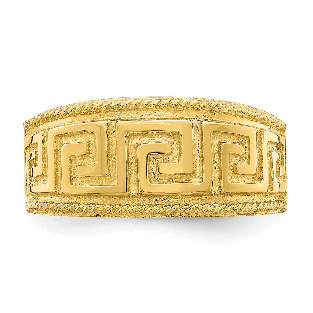 14K Gelbgold Ring mit griechischem Mäanderdesign, gewölbt