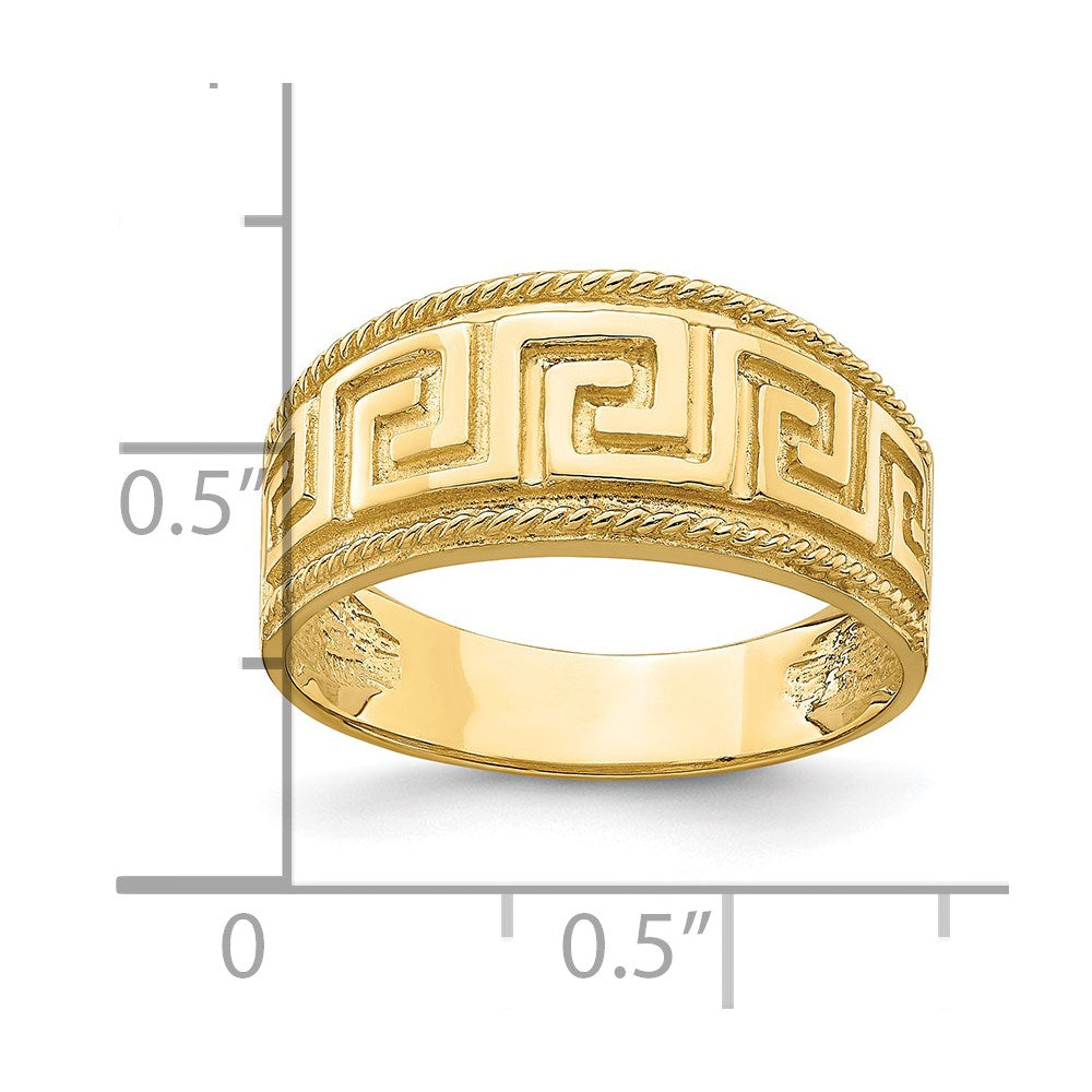 14K Gelbgold Ring mit griechischem Mäanderdesign, gewölbt