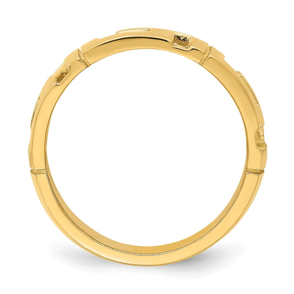 14K Gelbgold Ring mit ausgeschnittenem Mäandermuster
