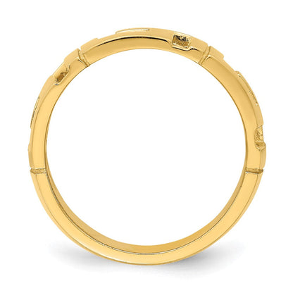 14K Gelbgold Ring mit ausgeschnittenem Mäandermuster