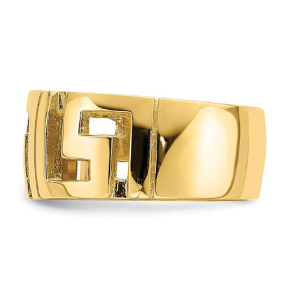 14K Gelbgold Ring mit ausgeschnittenem Mäandermuster