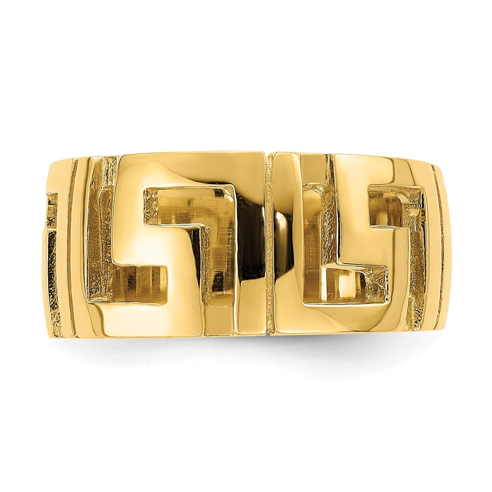 14K Gelbgold Ring mit ausgeschnittenem Mäandermuster
