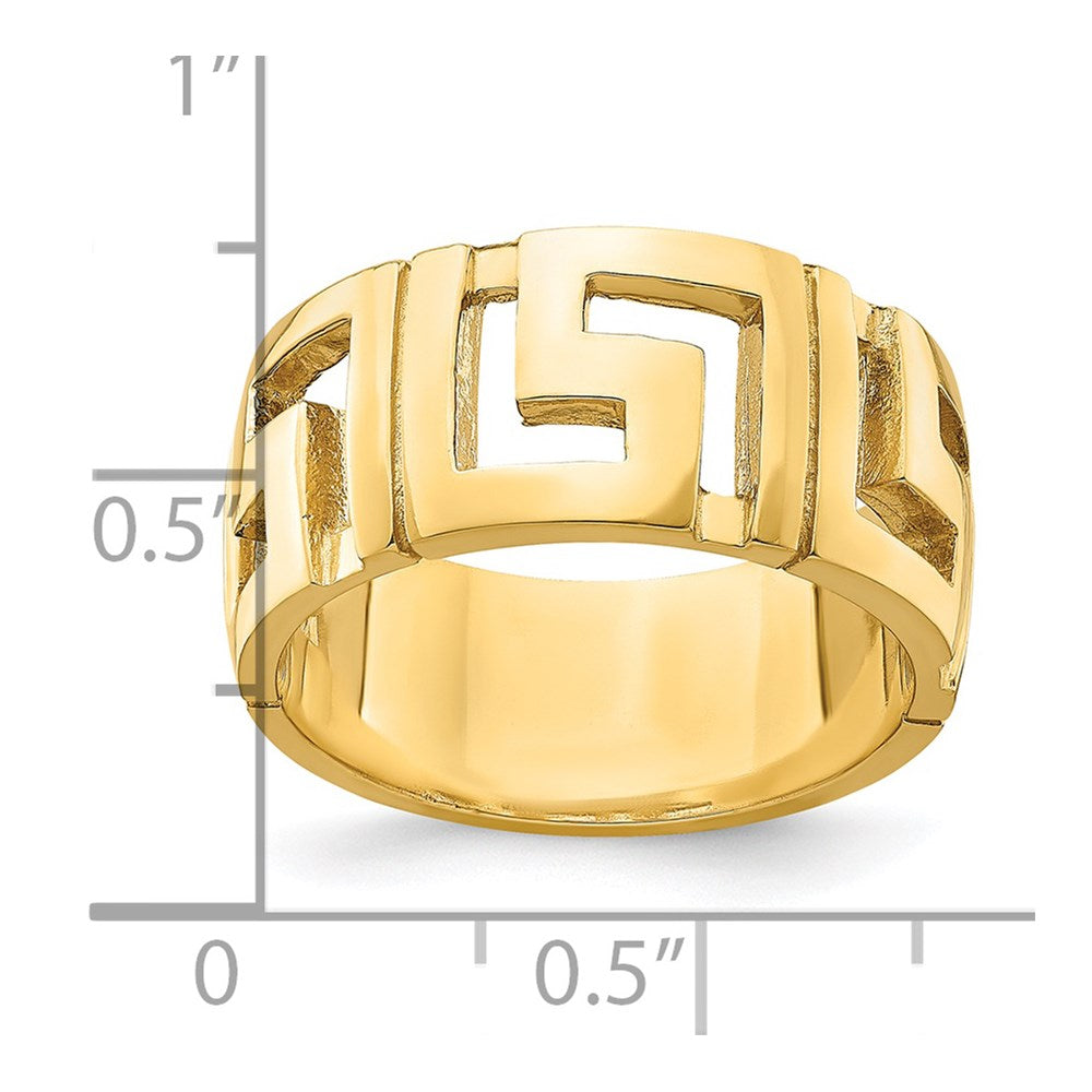 14K Gelbgold Ring mit ausgeschnittenem Mäandermuster