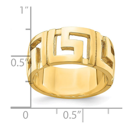 14K Gelbgold Ring mit ausgeschnittenem Mäandermuster