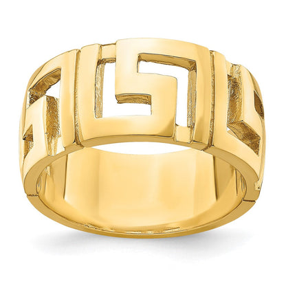 14K Gelbgold Ring mit ausgeschnittenem Mäandermuster