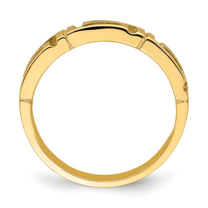 14K Gelbgold Ring mit ausgeschnittenem Mäandermuster