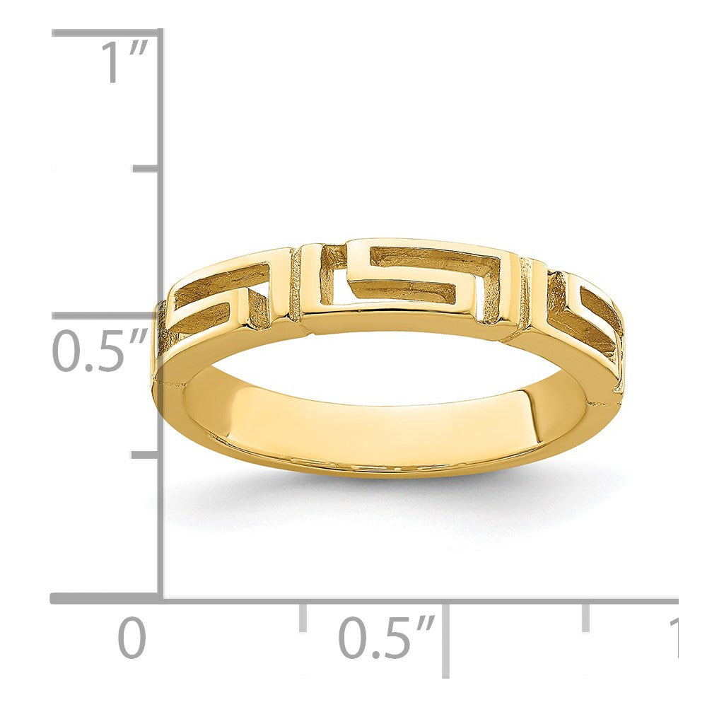 14K Gelbgold Ring mit ausgeschnittenem Mäandermuster
