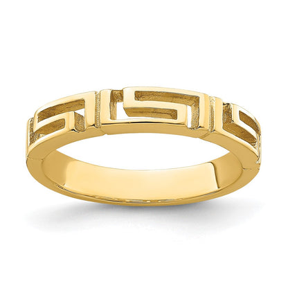 14K Gelbgold Ring mit ausgeschnittenem Mäandermuster