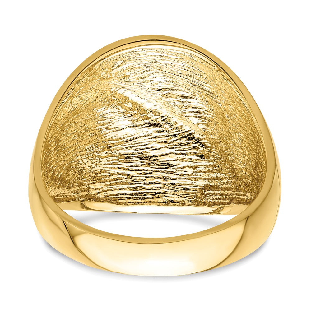 14K Gelbgold Ring mit Blattdesign und Diamantschliff, Bombé-Form, echte Diamanten