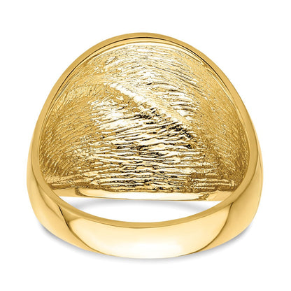 14K Gelbgold Ring mit Blattdesign und Diamantschliff, Bombé-Form, echte Diamanten