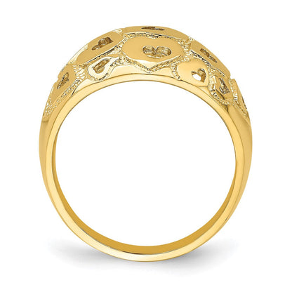 14K Gelbgold Ring mit poliertem Herzmuster-Durchbruch