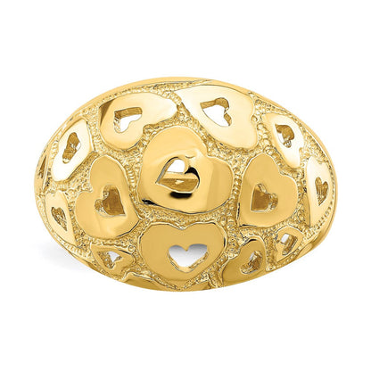 14K Gelbgold Ring mit poliertem Herzmuster-Durchbruch
