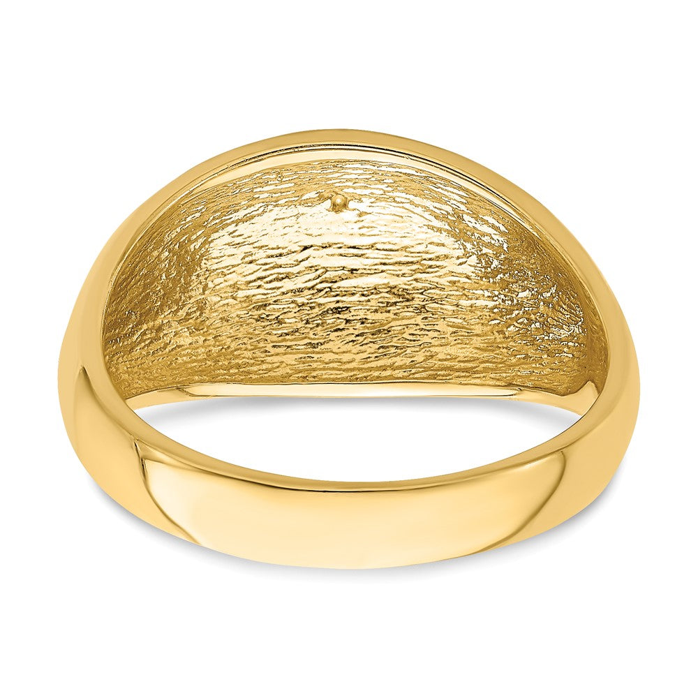 14K Gelbgold Ring mit diamantiertem, massivem Halbrund-Muster aus echten Diamanten