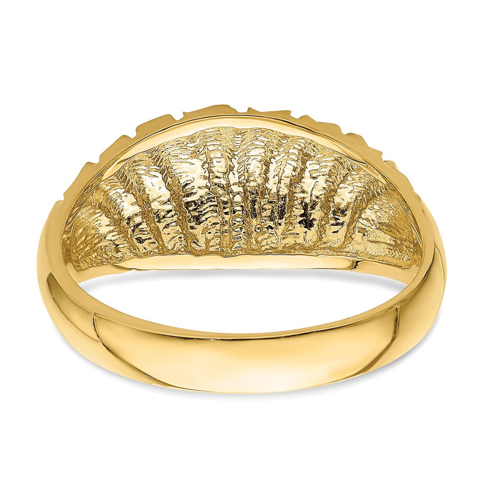 14K Gelbgold Ring mit diamantiertem Muster, massiv, gewölbt