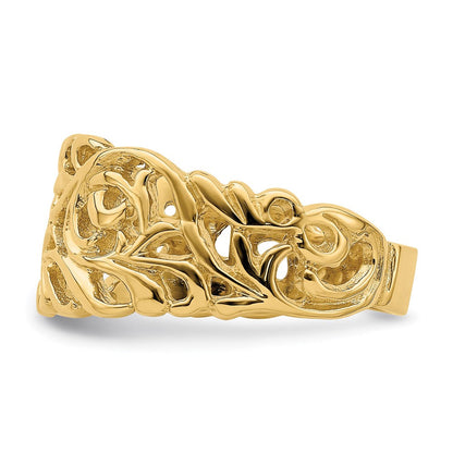 14K Gelbgold Ring mit Rankenmuster und Durchbrucharbeit