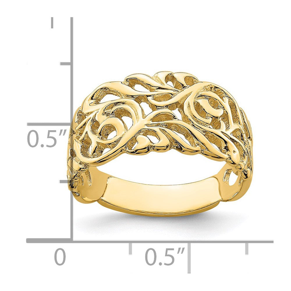14K Gelbgold Ring mit Rankenmuster und Durchbrucharbeit