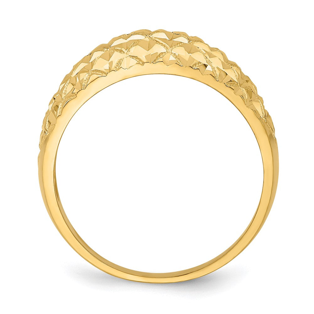 14K Gelbgold Ring mit diamantiertem Steppmuster und Domdesign