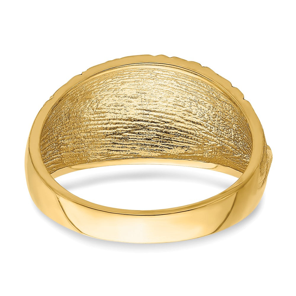 14K Gelbgold Ring mit diamantiertem Steppmuster und Domdesign