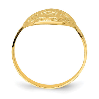 14K Gelbgold Ring mit ovalem Schild und Doppelherzen