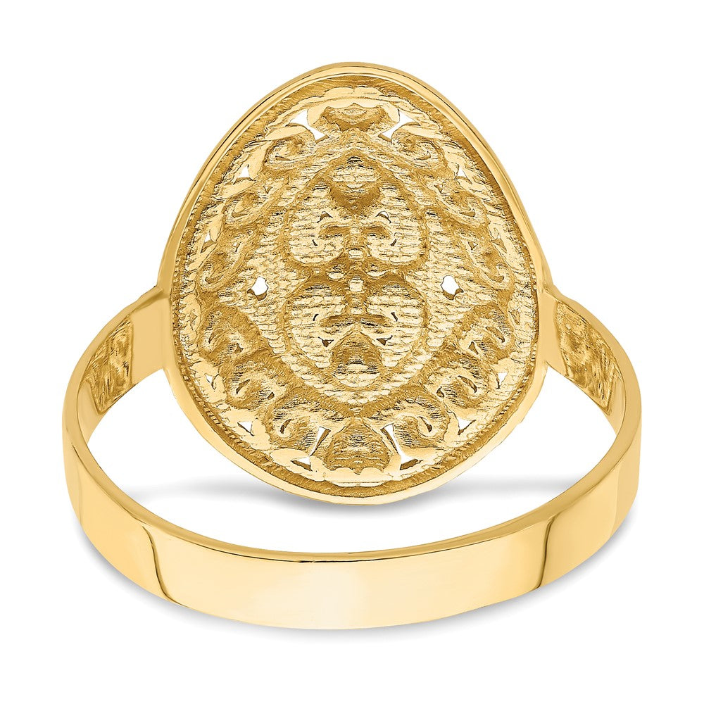14K Gelbgold Ring mit ovalem Schild und Doppelherzen