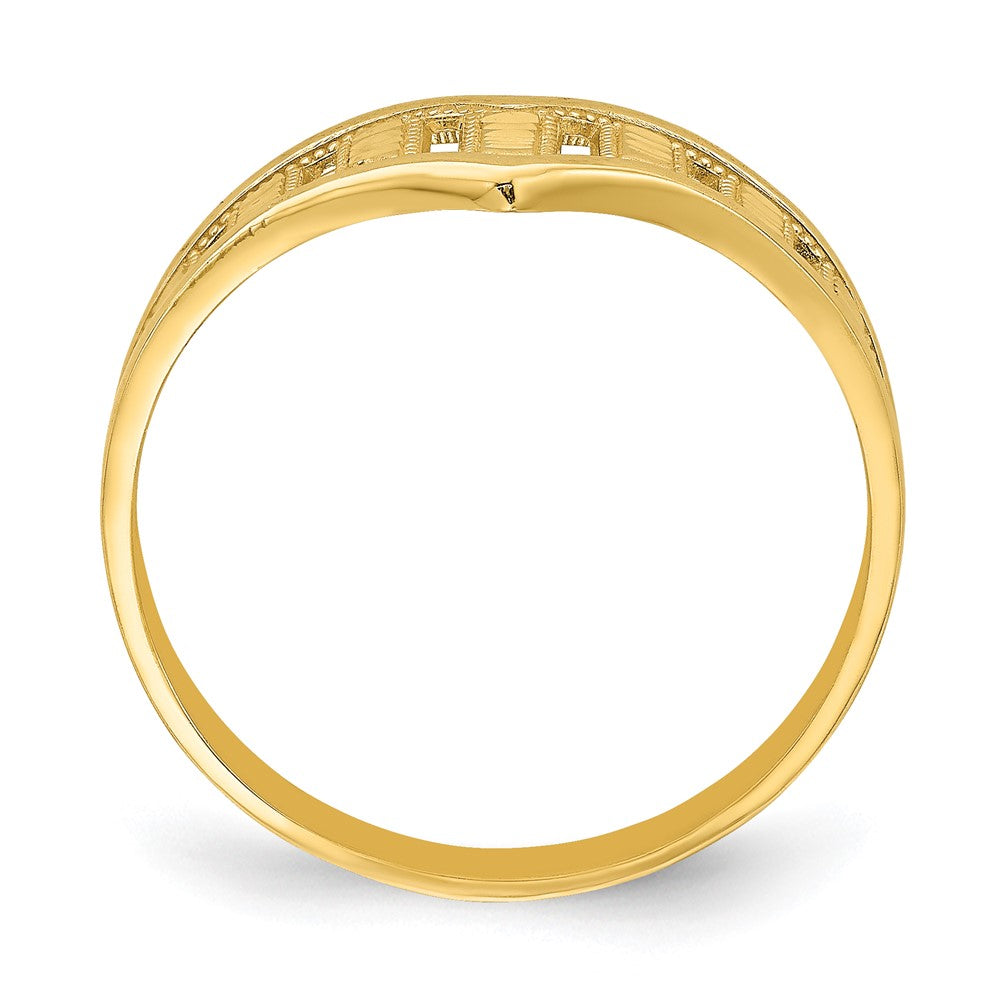 14K Gelbgold Ring mit Chevron-Muster und diamantgeschliffenen Streifen