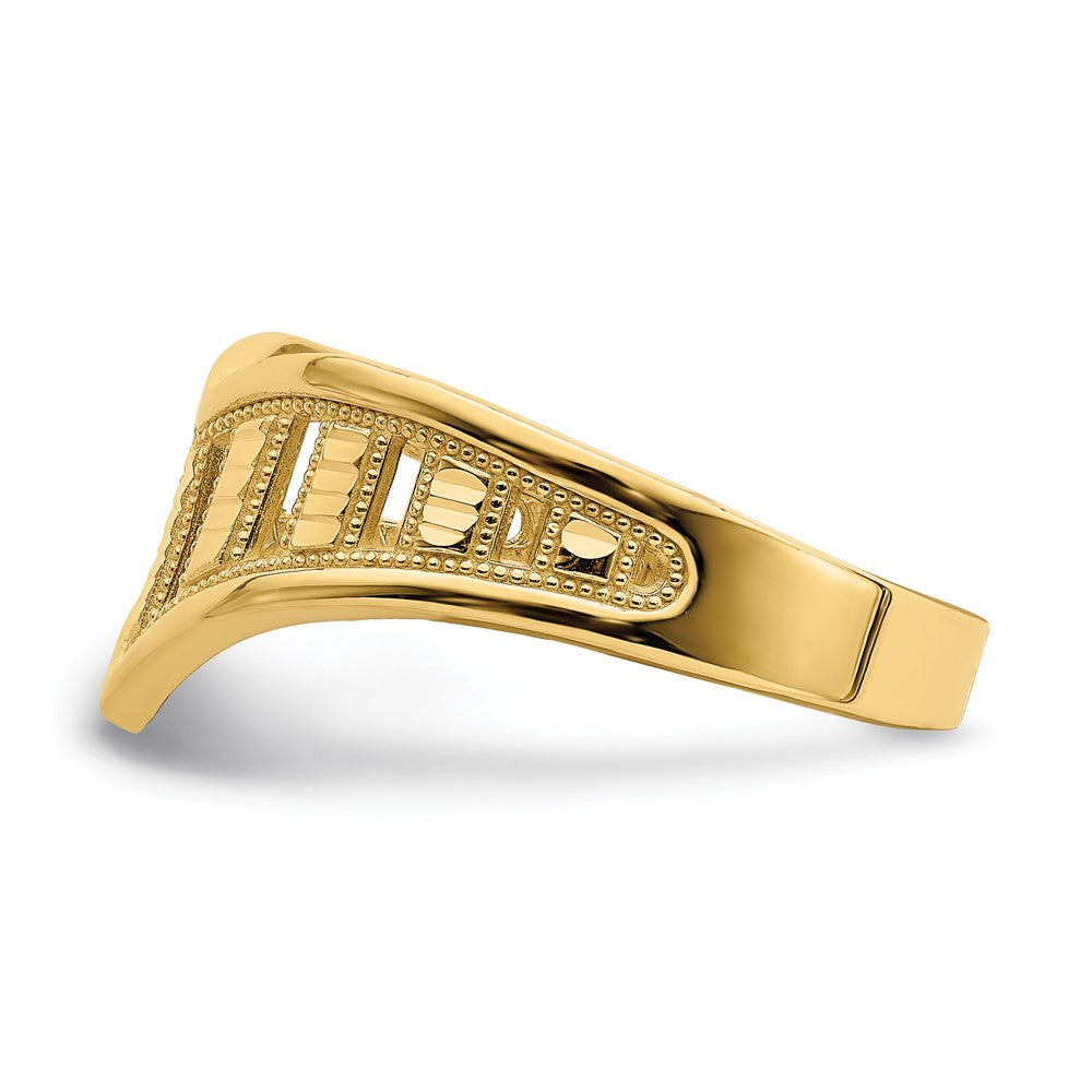 14K Gelbgold Ring mit Chevron-Muster und diamantgeschliffenen Streifen
