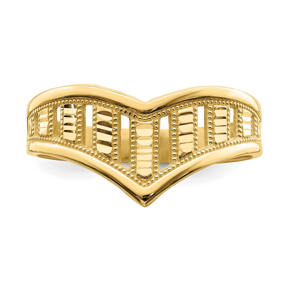 14K Gelbgold Ring mit Chevron-Muster und diamantgeschliffenen Streifen