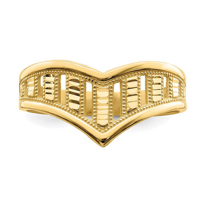 14K Gelbgold Ring mit Chevron-Muster und diamantgeschliffenen Streifen