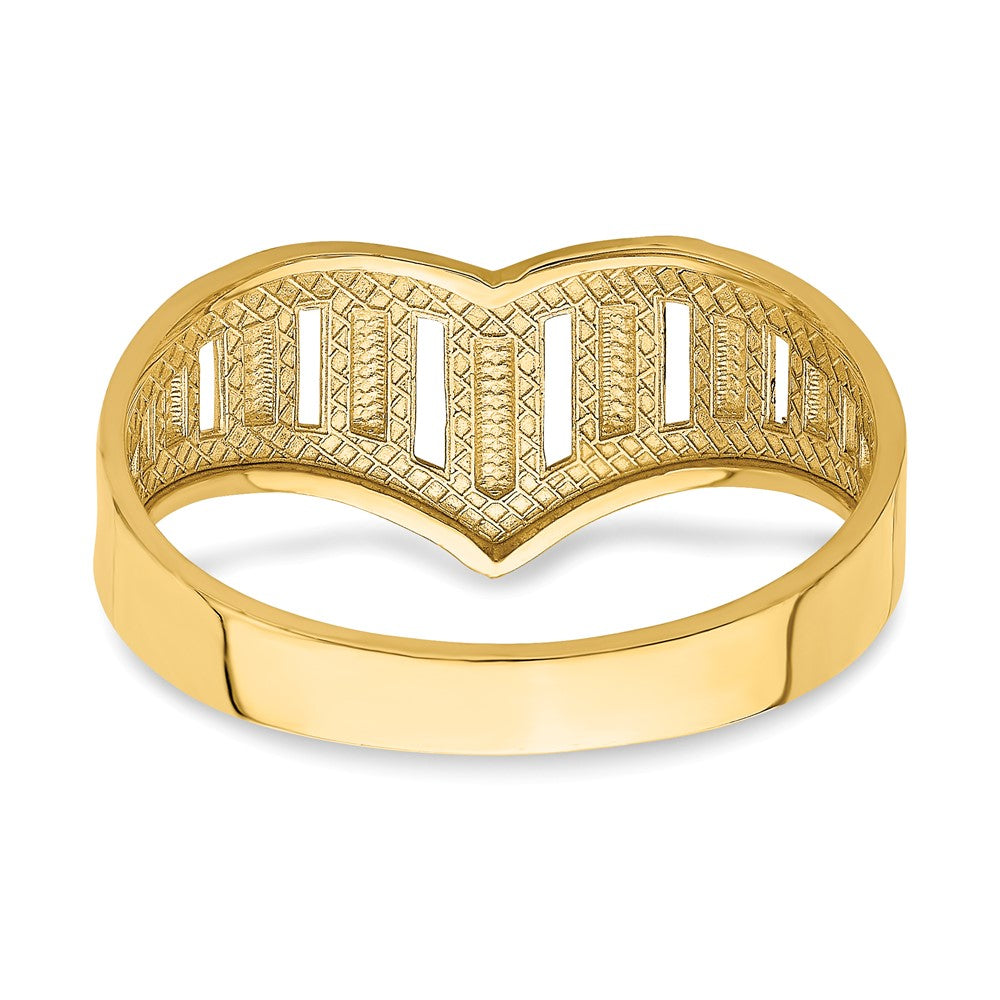 14K Gelbgold Ring mit Chevron-Muster und diamantgeschliffenen Streifen