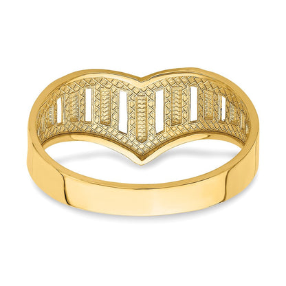 14K Gelbgold Ring mit Chevron-Muster und diamantgeschliffenen Streifen