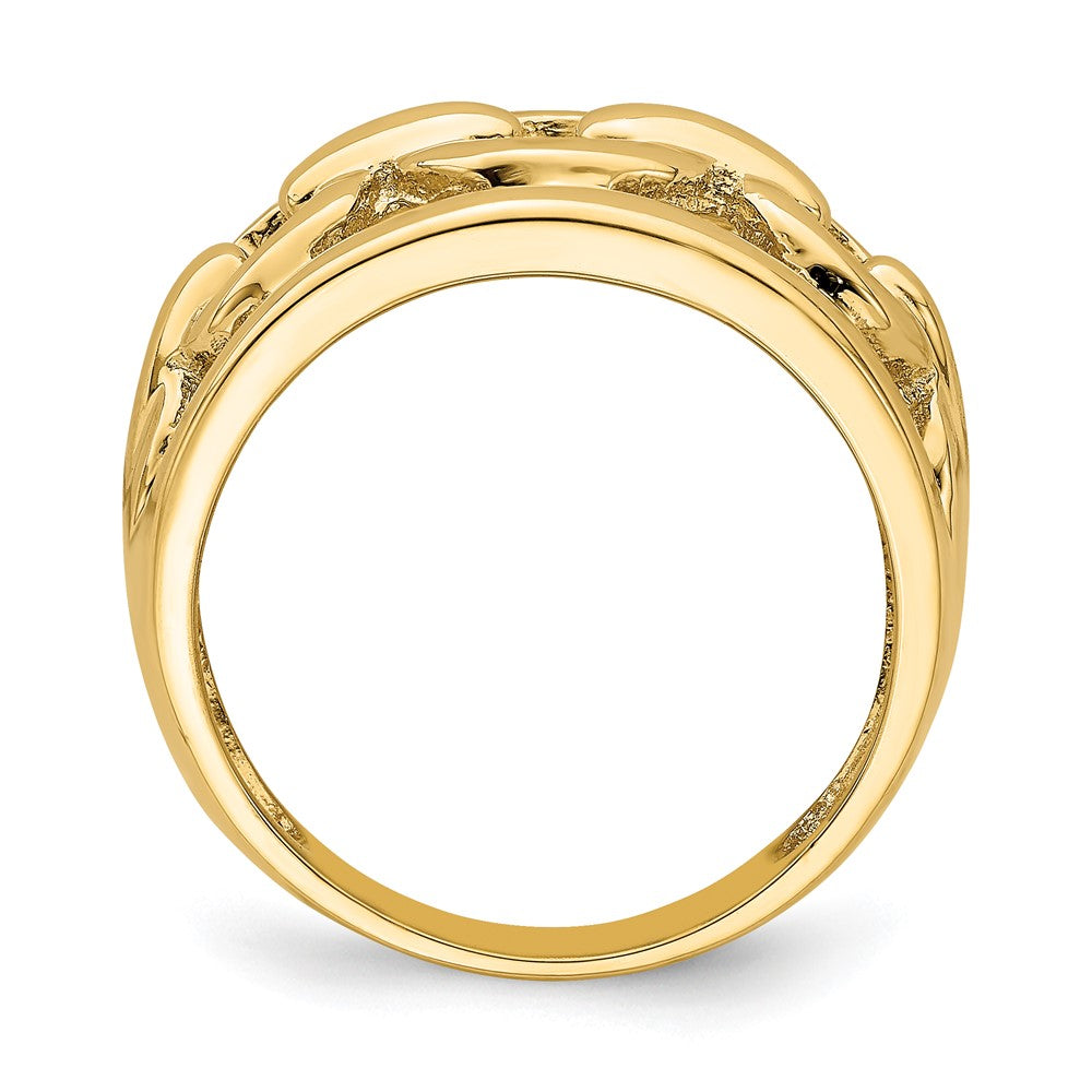 14K Gelbgold Ring mit poliertem Ketten-Design innen