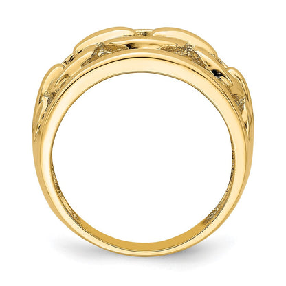 14K Gelbgold Ring mit poliertem Ketten-Design innen