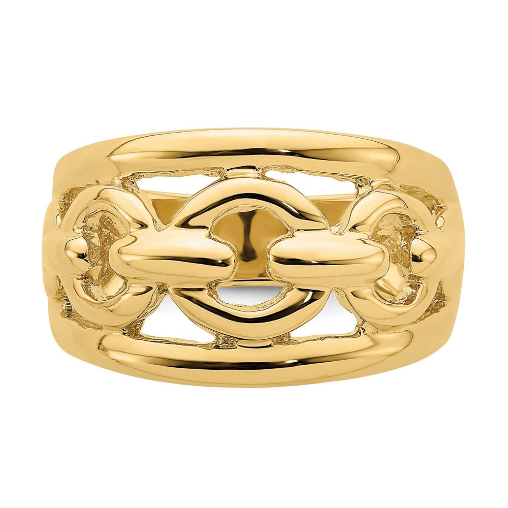 14K Gelbgold Ring mit poliertem Ketten-Design innen