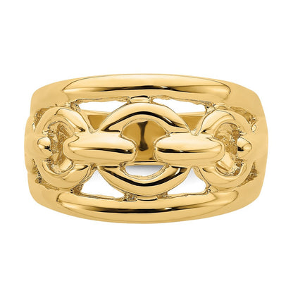 14K Gelbgold Ring mit poliertem Ketten-Design innen